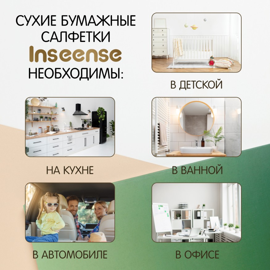 Салфетки Inseense бумажные  (в картонной коробке), 230 шт.