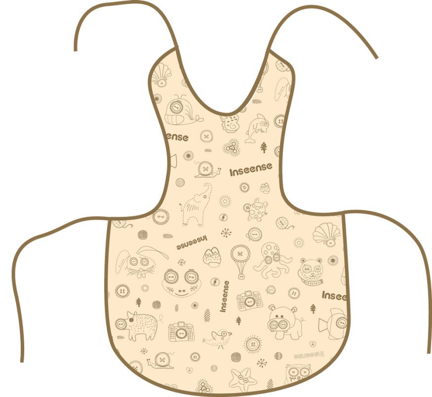 Фартук защитный 36х36 см Inseense с ПВХ покрытием (бежевый с рисунком)