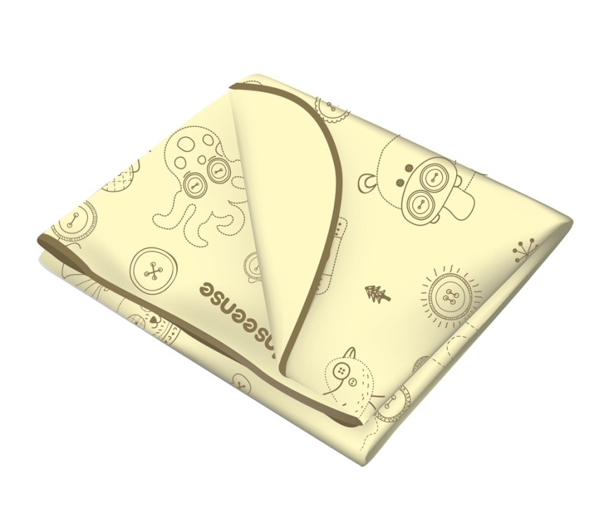 Клеенка подкладная c тесьмой (0,5 х 0,7 м) Inseense с ПВХ покрытием, (желтая с рисунком)