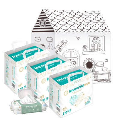  Inseense подгузники NB (0-5 кг) 28 х 3 упаковки MEGA Q5S + подарочный домик "Добрая сказка" (картон) + Влажные салфетки Inseense Алоэ Вера 88 шт. ПОДАРОК