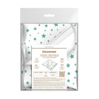 Наматрасник-клеенка с резинками-держателями с тесьмой (0,7 х 1 м), Inseense (белая с зеленым рисунком)  